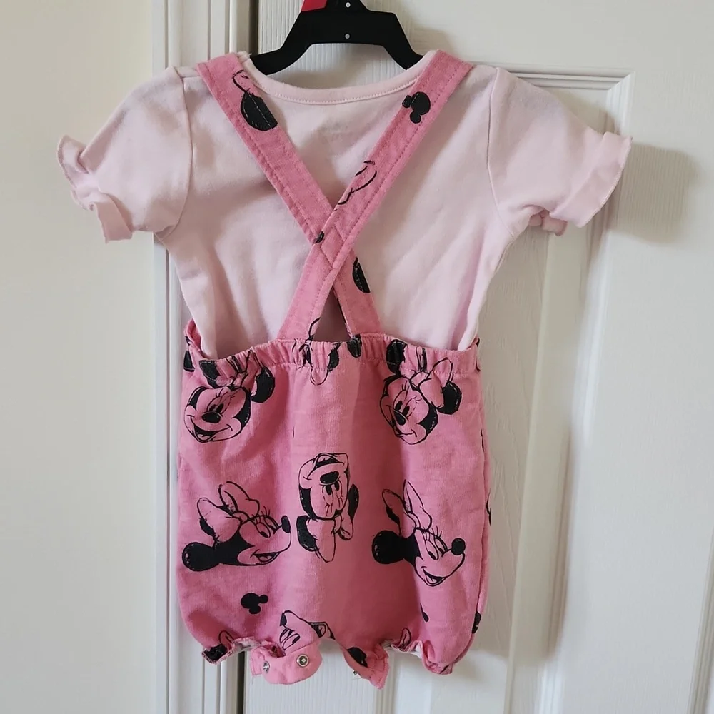 Disney baby set of t shirt and shortall pink black 12 months baby girl